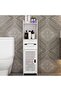 OneDcor Bathroom Corner Cabinet With Doors & Shelves | Thin Freestanding Floor Cabinet For Small Spa