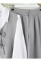 Front Lace-Up Trouser Vest Double Linen Suit -Gray - 2