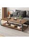 Wooden Coffee Table, 2 Tier Center Table with Metal Legs, Rectangle Tea Table for Living Room, Indus - 5