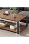 Wooden Coffee Table, 2 Tier Center Table with Metal Legs, Rectangle Tea Table for Living Room, Indus - 4