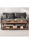 Wooden Coffee Table, 2 Tier Center Table with Metal Legs, Rectangle Tea Table for Living Room, Indus - 2