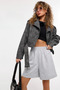 High Waist Knee Length Loose Fit Oversize Baggy Plus Size Oversize Bermuda Shorts Black Gray - 4