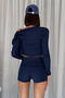 Corded Fabric Ribbed Knit 3-Piece Set - Strappy Cropped Cardigan Shorts Combo - 8