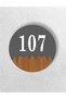Round Metal Composite - Wooden Apartment Site -Apartment Hotel Office Door Number - Door No: 107 One Hundred and Seven