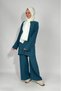 Women's Tunic Pants Bottom Top Double Comfortable Fit Hijab Suit Petrol Blue - 4