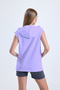 Lilac Sleeveless Hooded 100% Cotton Sports Tank Top - 6