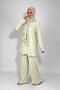 Women's Tunic Pants Bottom Top Double Comfortable Fit Hijab Suit Ecru - 3