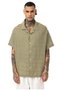 Khaki Stitching Detailed Oversize Short Sleeve Shirt - 2