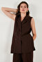 Oversize Fit Mono Collar Sleeveless Buttoned Jacket Vest Vest 6521177 - 4