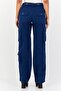 Women Regular Fit Solid Cargo Pants, Slate Blue - 4