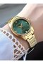 Milano Women's Wristwatch – Green Stone Dial, Gold Color Metal Band