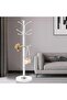 Metal Coat Rack Stand, Modern Freestanding Coat Rack with Natural Marble Base, White Coat Racks and - 2