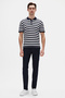 Ds Damat Regular Fit Navy Blue Striped Summer Rayon Knitwear T-Shirt - 4