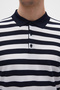 Ds Damat Regular Fit Navy Blue Striped Summer Rayon Knitwear T-Shirt - 6