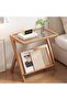 FFD Mid-Century Rattan Side Table with Glass Top & Bamboo Accents