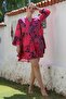 Fuchsia Judge Collar Flounced Sleeve Button Skirt Ruffled Allover Printed Casual Woven Dress 90 64 - 3