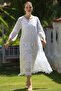 Italian White V-Neck Ruffle Sleeve Lined Sequin Sequin Detail Lace Silk Woven Dress 128 55 - 5