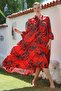Pomegranate Judge Collar Ruffle Sleeve Button Skirt Ruffle Allover Printed Woven Dress 130 58 - 6