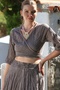 Organic Cotton Mink Double Breasted Collar 3/4 Sleeve Tie Washable Casual Crop Woven Blouse 40 60 - 7