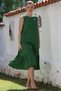 Dark Green Round Neck Sleeveless Ruffle Hem Casual Woven Dress 120 58 - 5