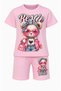 Bestie Black and Pink Color Girl's Set - Teddy Bear Printed T-Shirt & Shorts Set of 2 - 2
