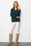 Women's Polo Neck Embroidery Embroidered Ligral Blouse Green - 5