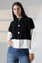 V-Neck Hooded Lace-Up Long Sleeve Two-Color Panel Button Soft Texture Design Stylish Knitwear Cardigan - 6