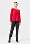 بلوزة نسائية من الصوف الأساسي بأكمام طويلة ورقبة دائرية A.Red - 2