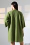 V-Neck Corded Fabric Brioche Knit Double Pocket Half 3/4 Sleeve Midi Length Winter Knit Cardigan - 3