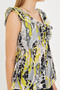 Women's Gray V-Neck Ruffled Collar Elastic Waist Blouse Arm-25Y001076 - 4