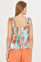 Women's Turquoise V-Neck Ruffled Collar Elastic Waist Blouse Arm-25Y001076 - 4