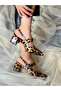 Veroni̇ka Leopard Patent Leather Strappy Buckle 5 cm Heeled Sandals - 7