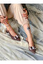 Pari̇ Brown Cow Suede Bow 5 cm Heel Sandals Shoes - 5