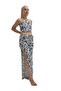 Women's Patterned Slit Pants - Crop Set - 2