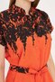 Women's Orange Judge Collar Short Sleeve Waist Belted Shirt Dress Arm-25Y001054 - 4