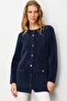 Women's Crew Neck Metal Button Araboy Aphrodite Knitwear Jacket Navy Blue - 4