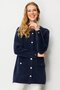 Women's Crew Neck Metal Button Araboy Aphrodite Knitwear Jacket Navy Blue - 2