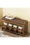 FFD Elegant Bamboo Shoe Rack Bench – 2-Tier Storage Seat with Cushion – Modern Entryway Cabinet - 5