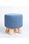 FFD Round Footrest Ottoman Chair - Fabric Padded Seat Pouf (Blue)