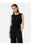 Viscose Fabric Gathered Gipeli Crew Neck Sleeveless Blouse