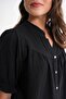 4725 Women's Gathered Sleeve Ruffled Muslin Shirt Black - 6