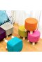 FFD Round Footrest Ottoman Chair - Fabric Padded Seat Pouf (Blue) - 7