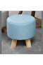 FFD Round Footrest Ottoman Chair - Fabric Padded Seat Pouf (Blue) - 3