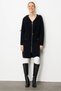Women's Hooded Pocket Metal Button Aphrodite Knitwear Coat Black - 2