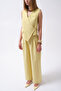 Side Button Asymmetrical Linen Yellow Vest - 4