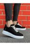 Men's Suede Black Sports Casual Shoes High Thick White Sole Lace-up Sneaker - 5