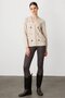 Women's V-Neck Front Diamond Embroidery Embroidered Cardigan Beige - 5