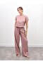 Women's Crush Fabric Blouse Pants Dusty Rose Suit