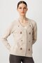 Women's V-Neck Front Diamond Embroidery Embroidered Cardigan Beige