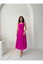 Fuchsia Square Neck Gipeli Midi Dress - 5